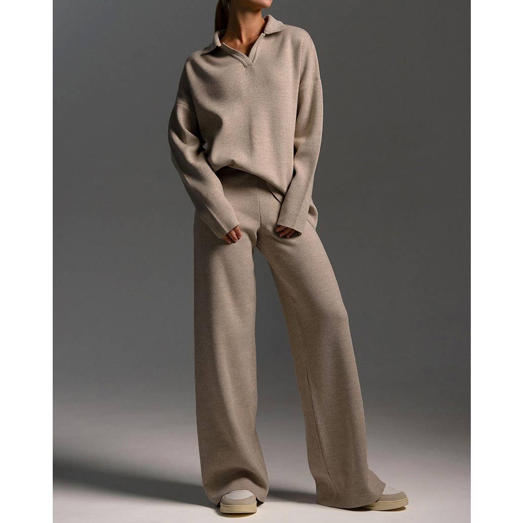 Long sleeve top and long pants sweater set