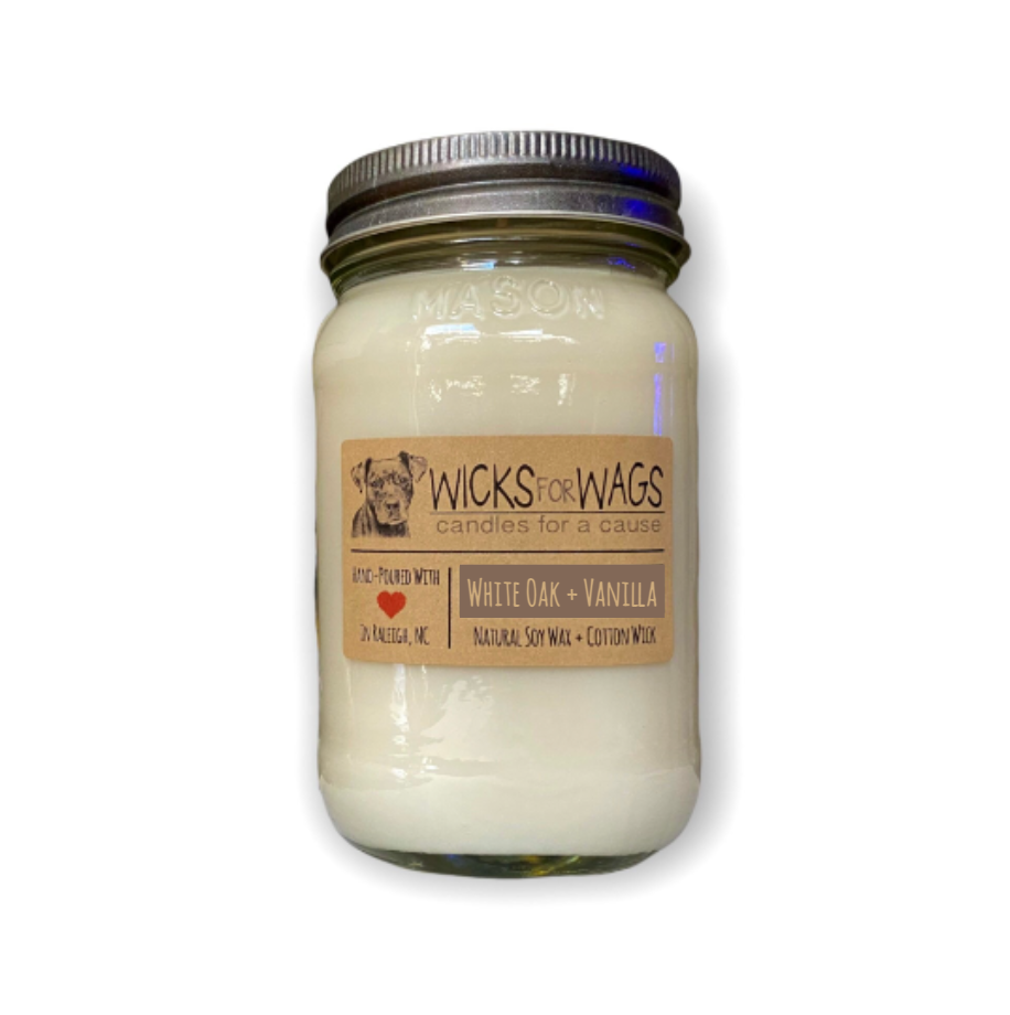 White Oak + Vanilla | 14 oz Candle | Mason Jar Soy Candle