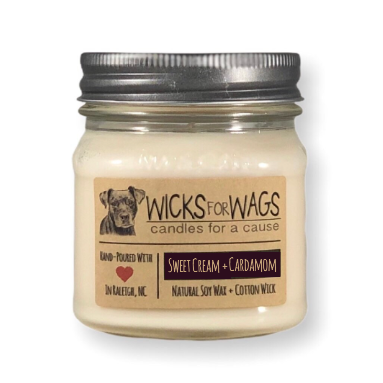 Sweet Cream + Cardamom | 8 oz Candle | Mason Jar Soy Candle