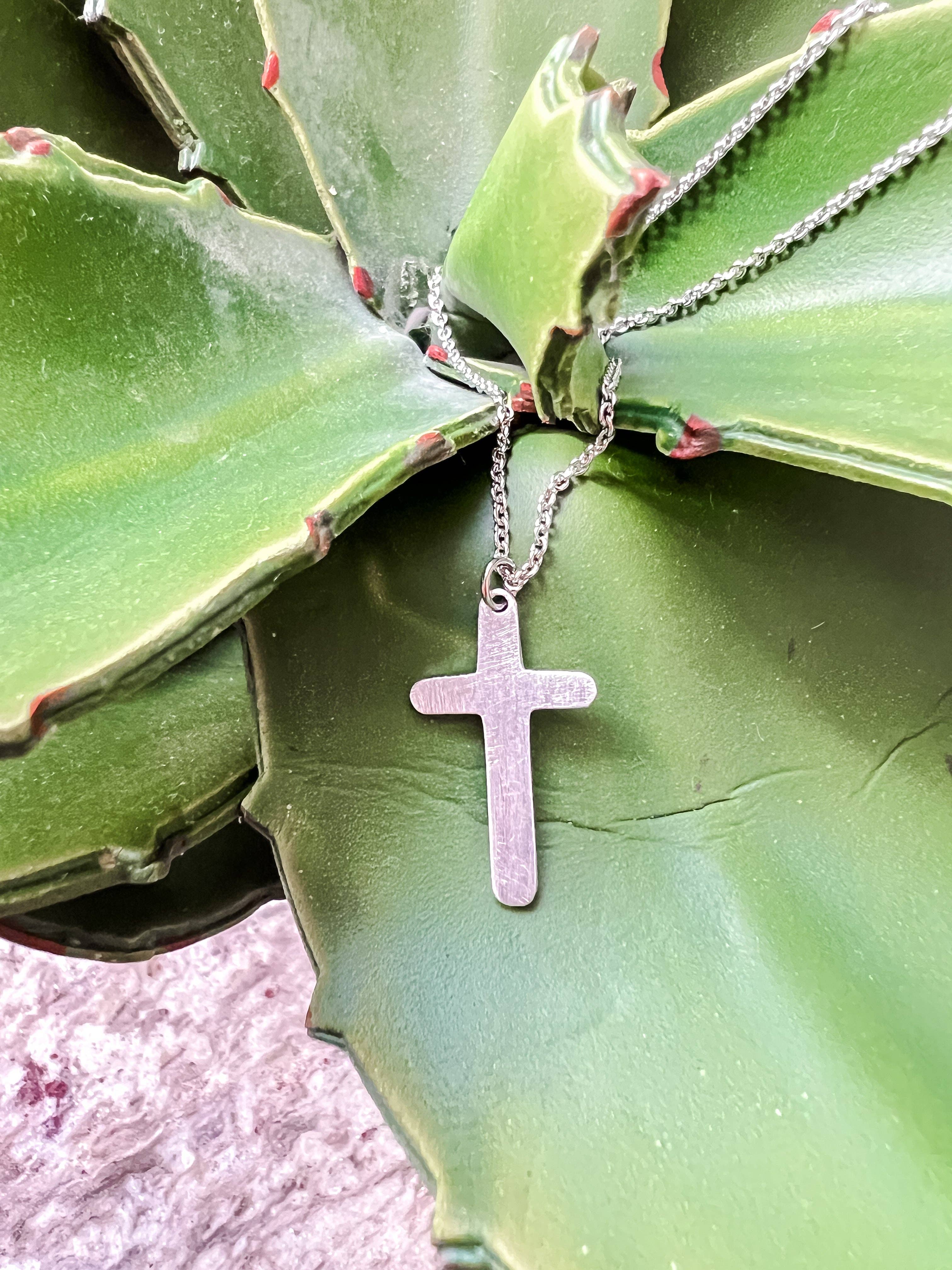 Silver Aluminum Cross Necklace