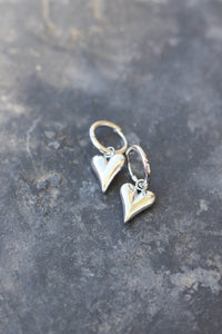 Silver Heart Huggy Earrings (Stainless Steel)