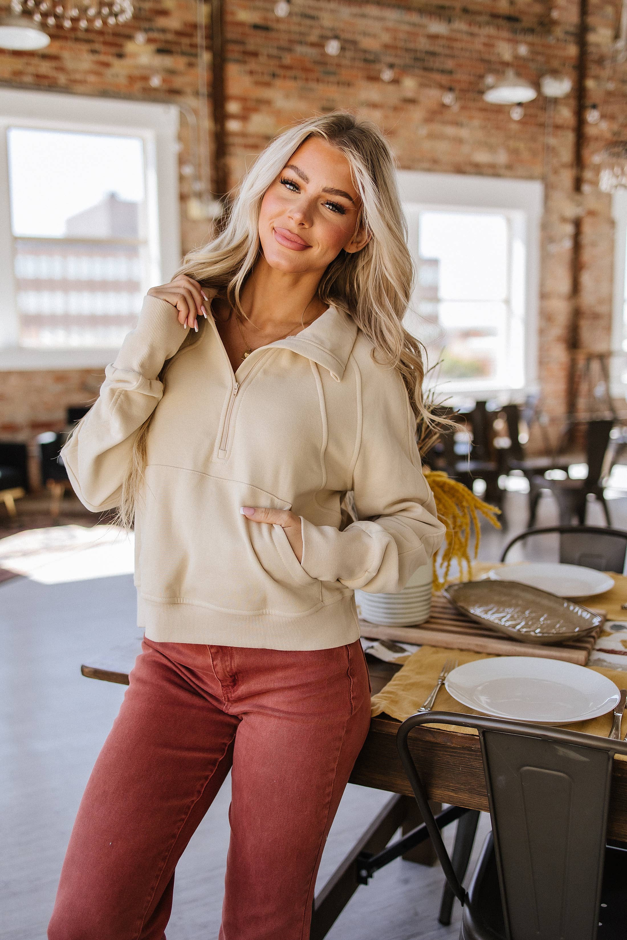 Alexa Ribbed Thumbhole Sweatshirt | S-3XL
