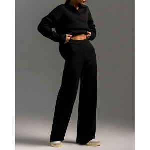 Long sleeve top and long pants sweater set