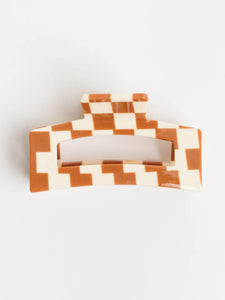 NAT + NOOR Brown Checkered Hair claw