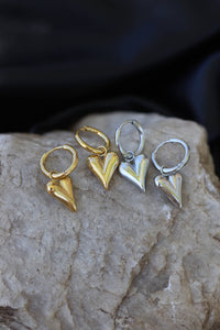 Silver Heart Huggy Earrings (Stainless Steel)