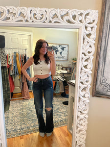 White Crusin crop top
