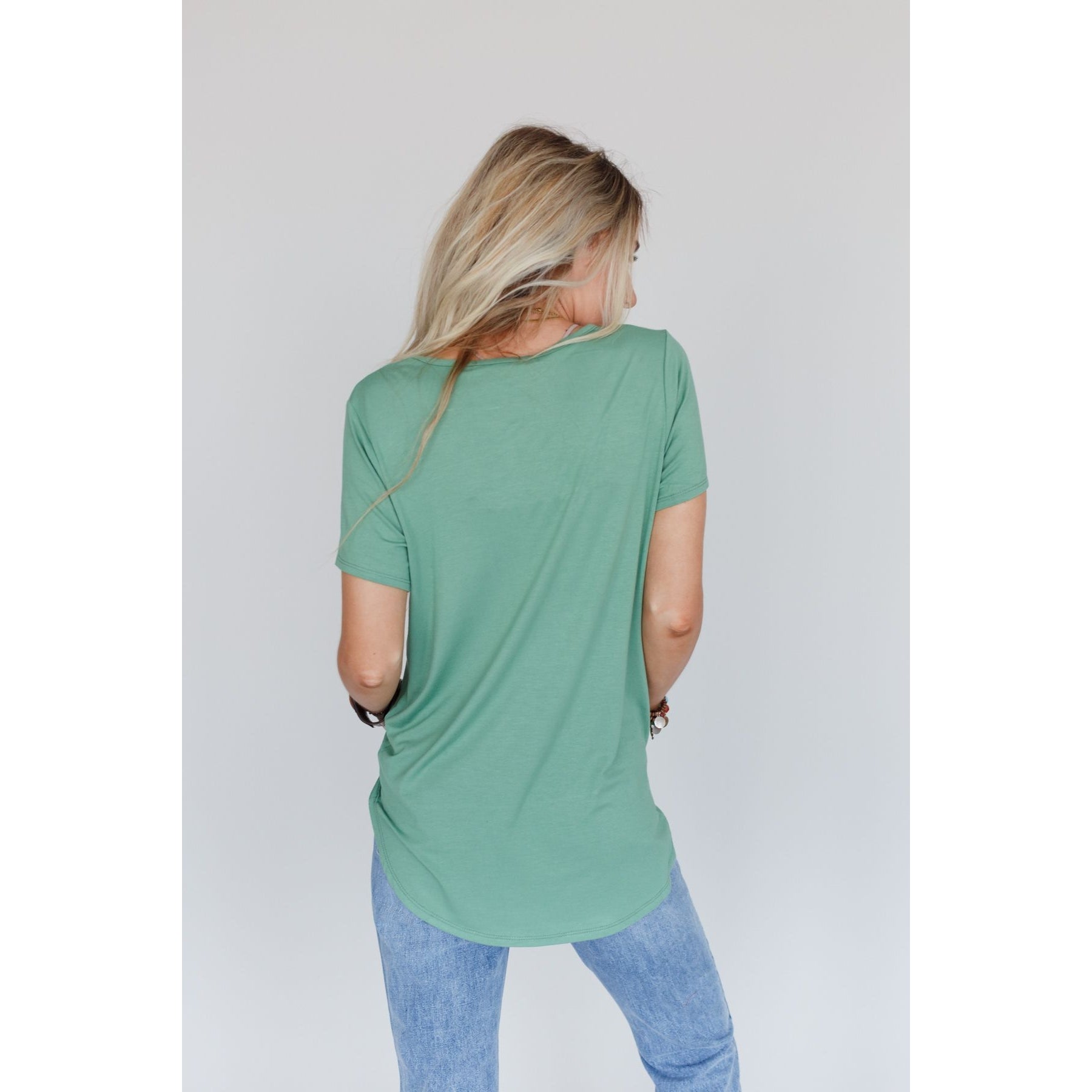 Scoop Neck Sage Tee