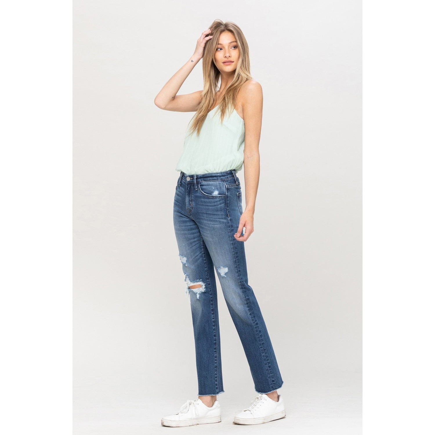 Telluride Distressed Mid Rise Jeans