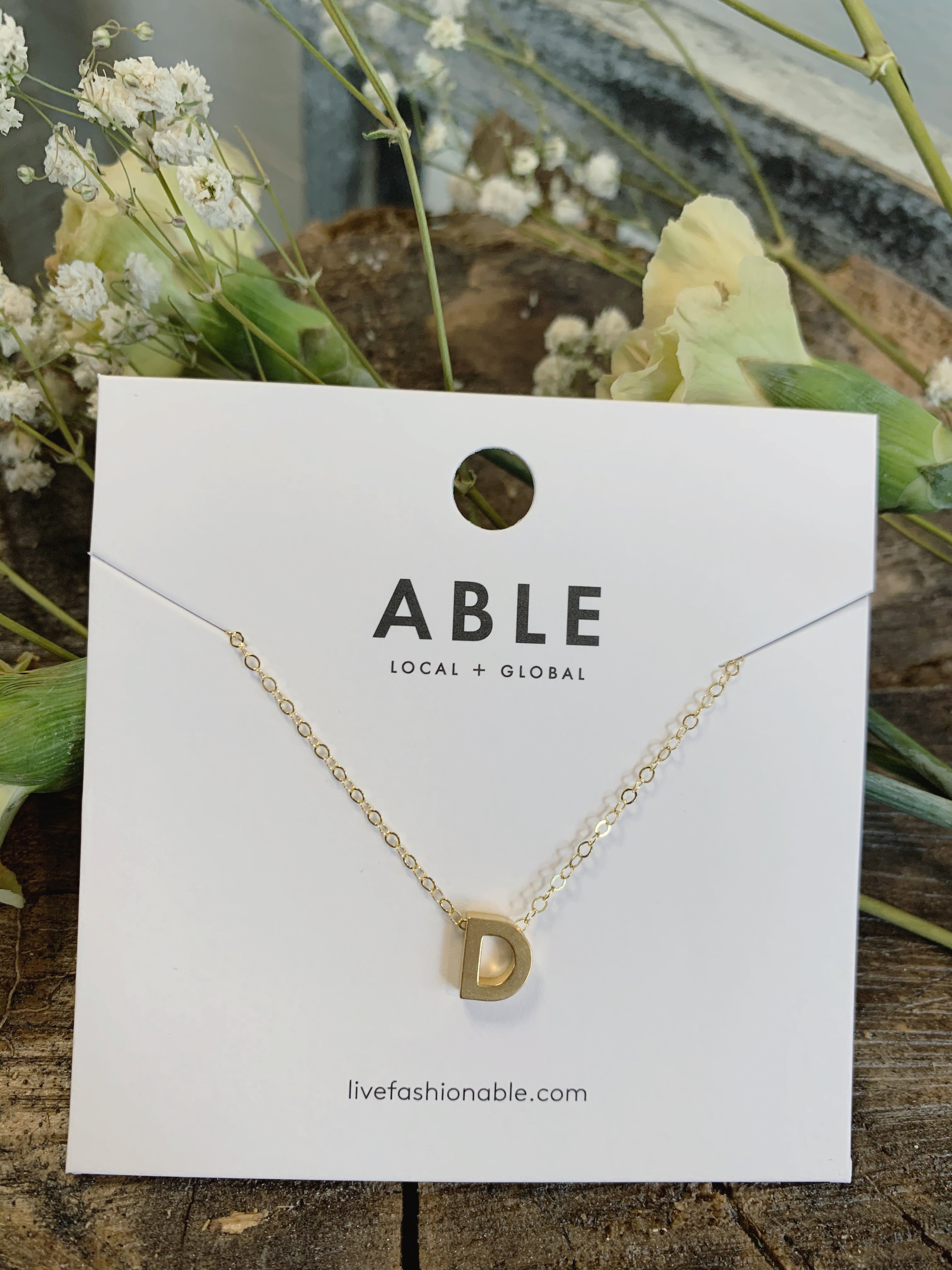 Gold Letter Charm Necklace