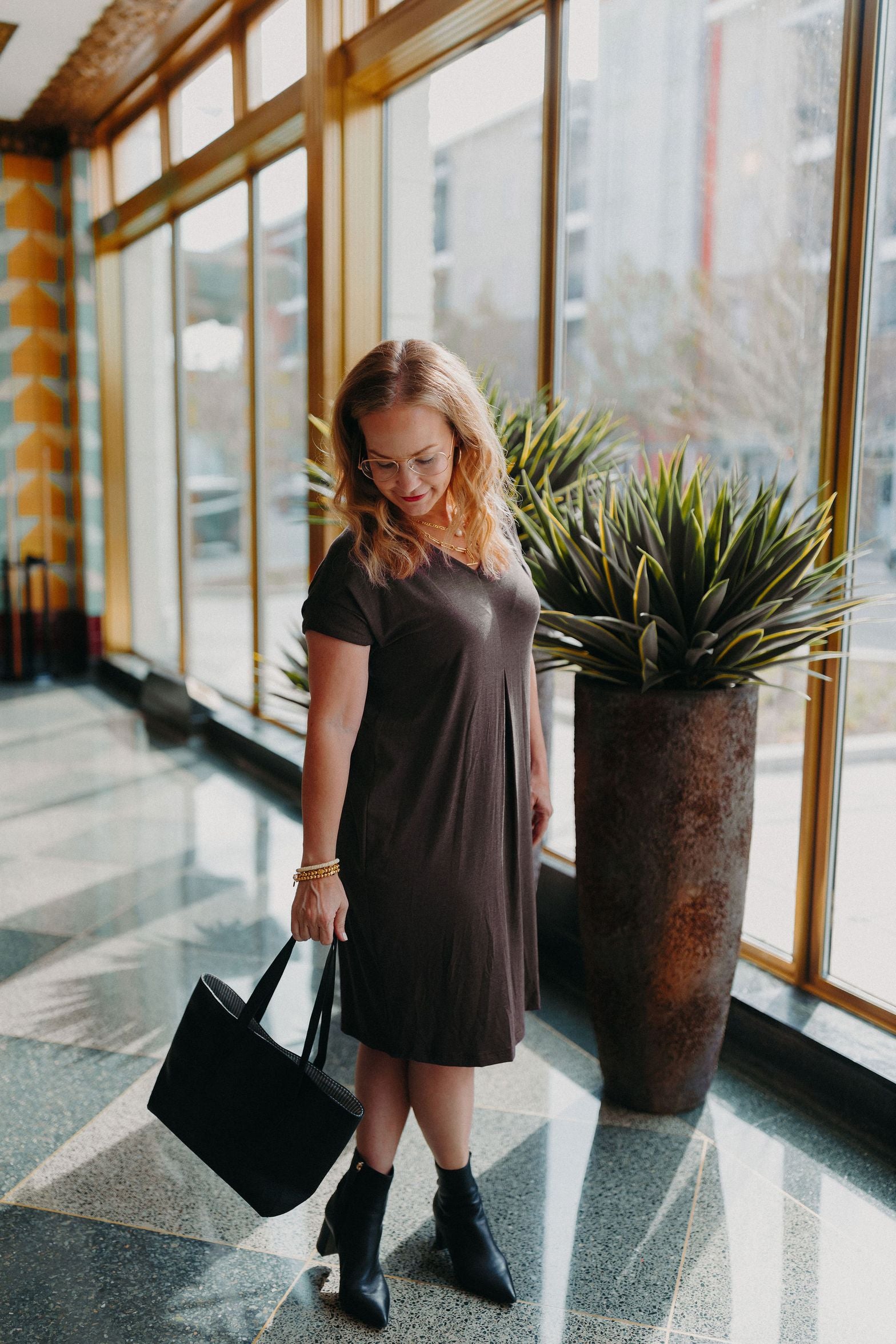 Charcoal Slub Dress