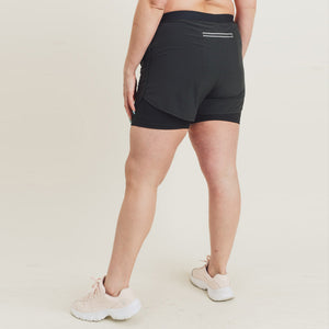 Lined Perforated Active Shorts
