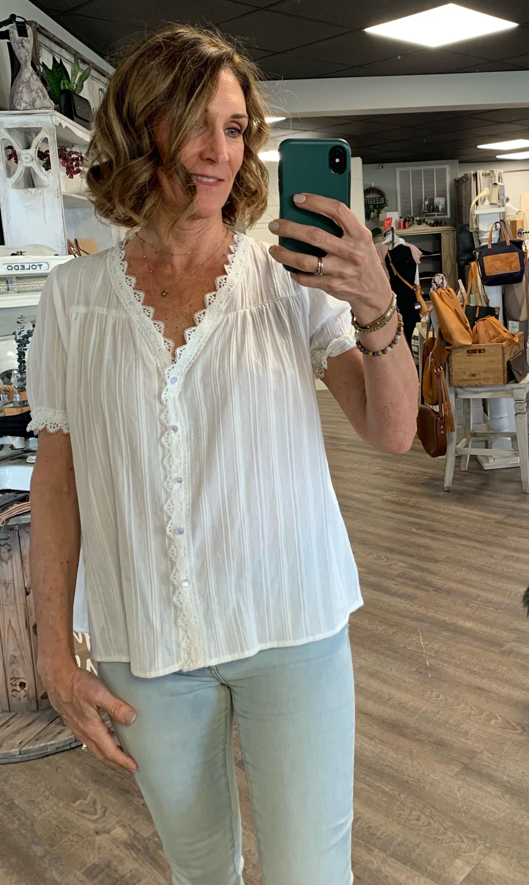 Charleston Lace Top - Off White