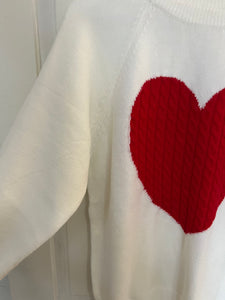 Heart shaped cable sweater