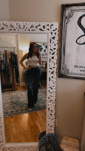 High rise destressed wide Leg jeans