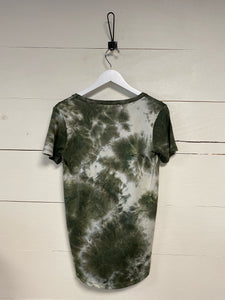 Tie Dye Scoop Neck Tee - Olive