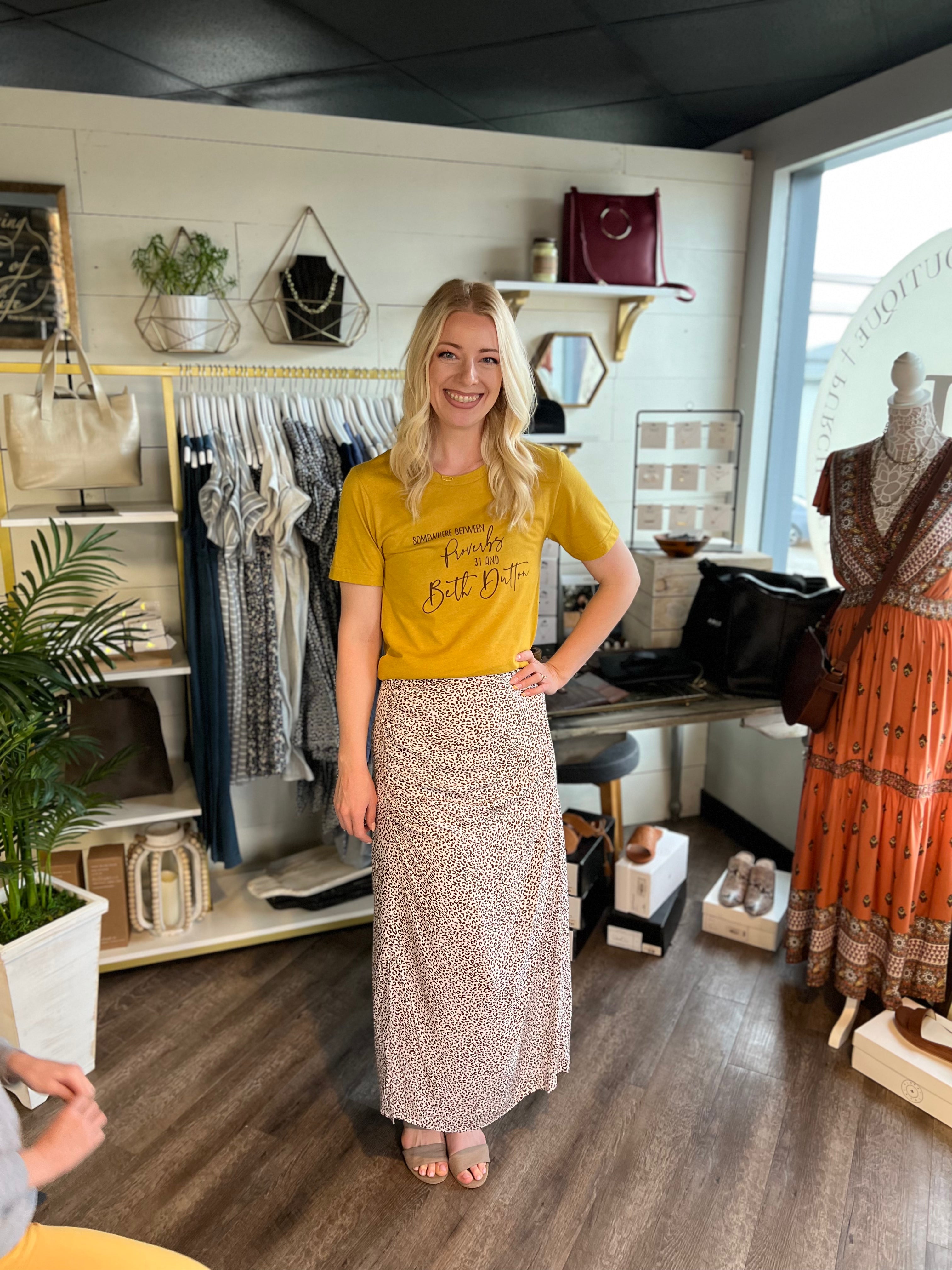 White leopard midi skirt best sale