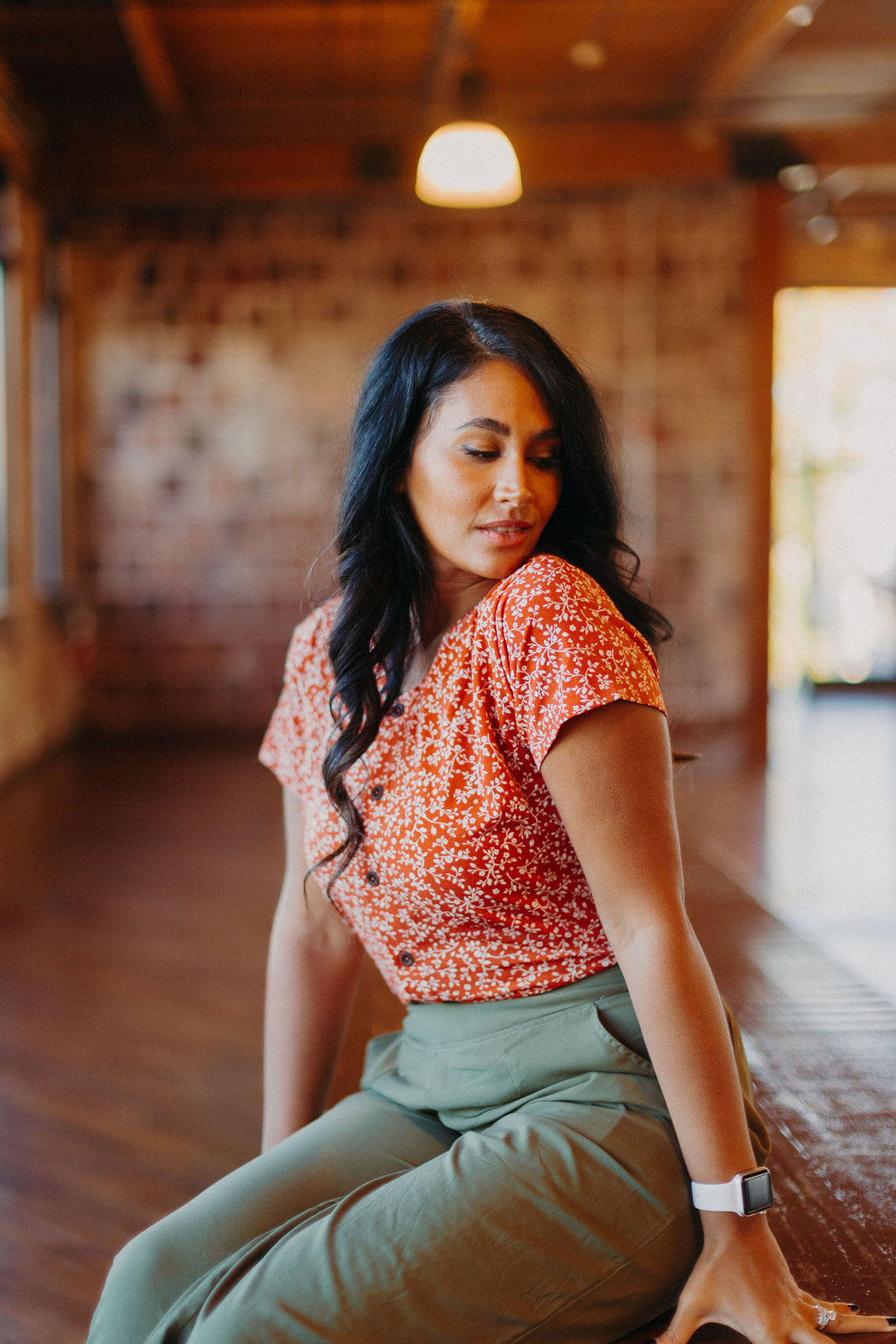 Copper vine reversible button down shirt