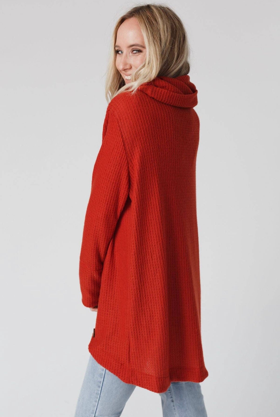 Button up oversized sweater in rust
