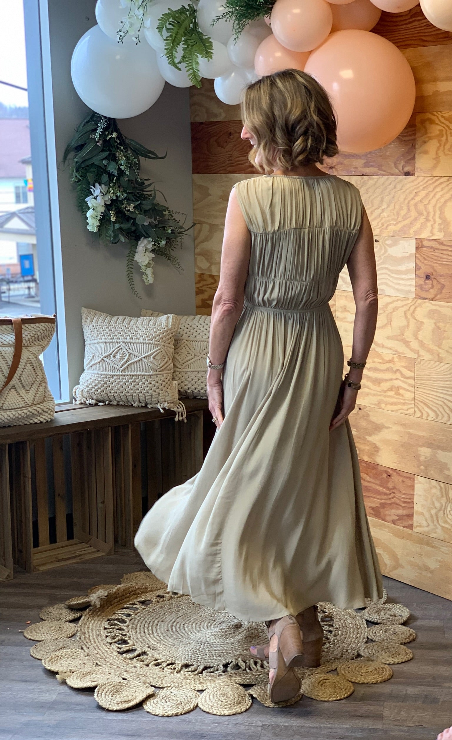 Taupe Tiered Dress
